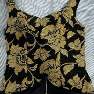 ILGWU Union Made Orignal Tag 887795 Ladies Garment Vintage Black and Gold Top